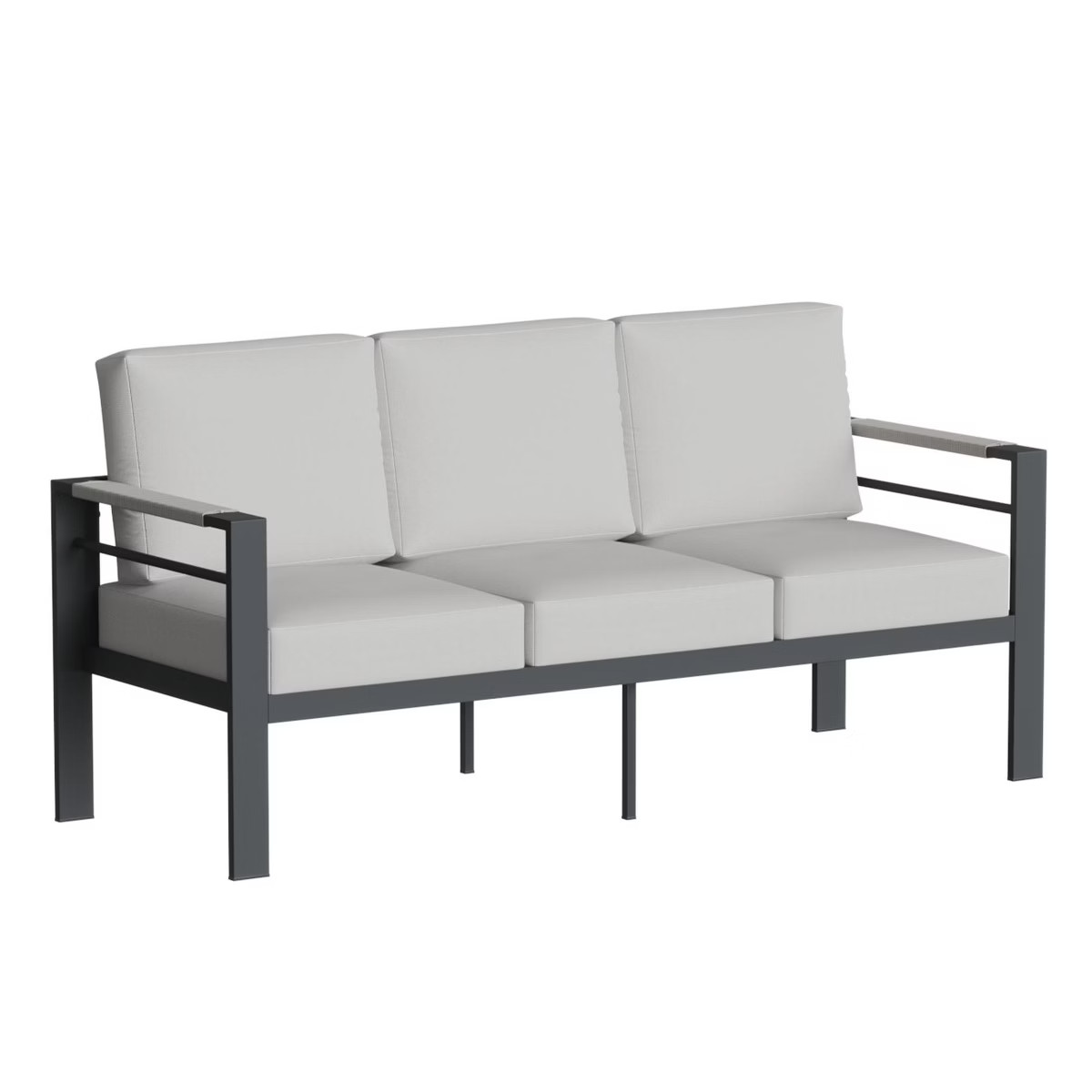 Bestier Aluminum Outdoor Sofa Patio 3-Seat Couch with Thicken(5") Cushions,Heatproof Armrest,Gray | Target