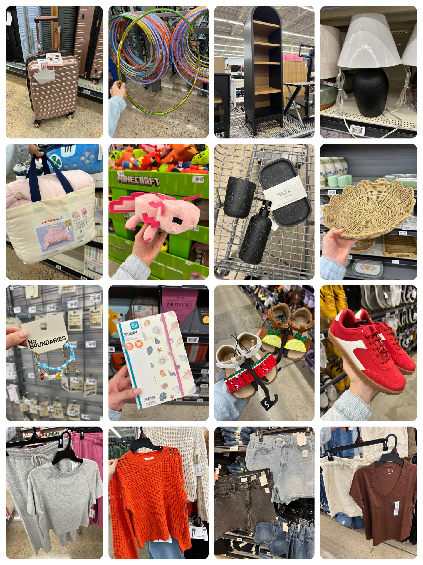 All the Walmart finds I’m loving today, new lamp, Minecraft plushies, pretty seashell journal, fun shoes and of course fashion! #walmartfinds 