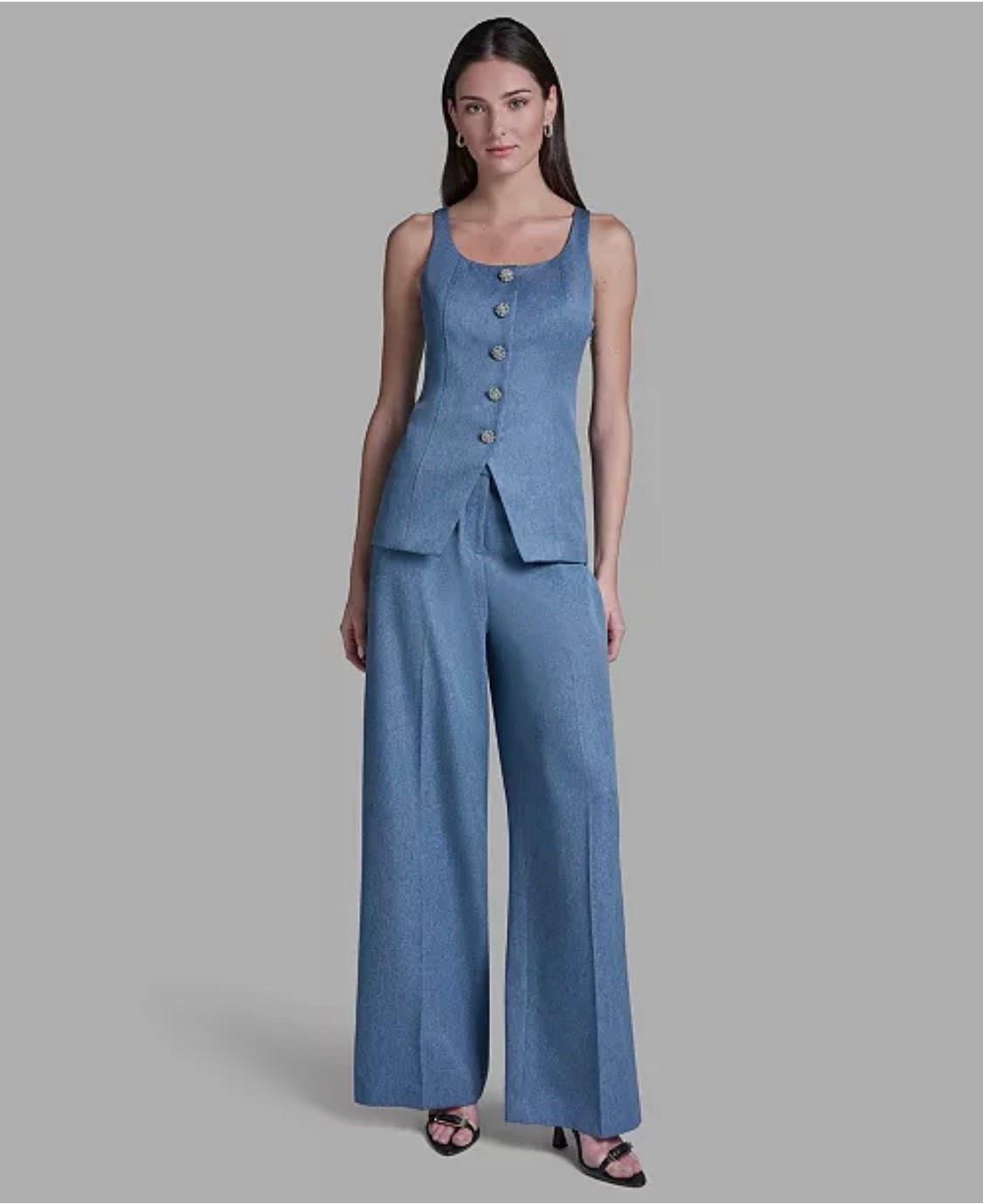 BCBG Women's High-Rise Denim Wide-Leg Pants and Vest top @Macys 

#LTKootd #LTKPetite #LTKTall