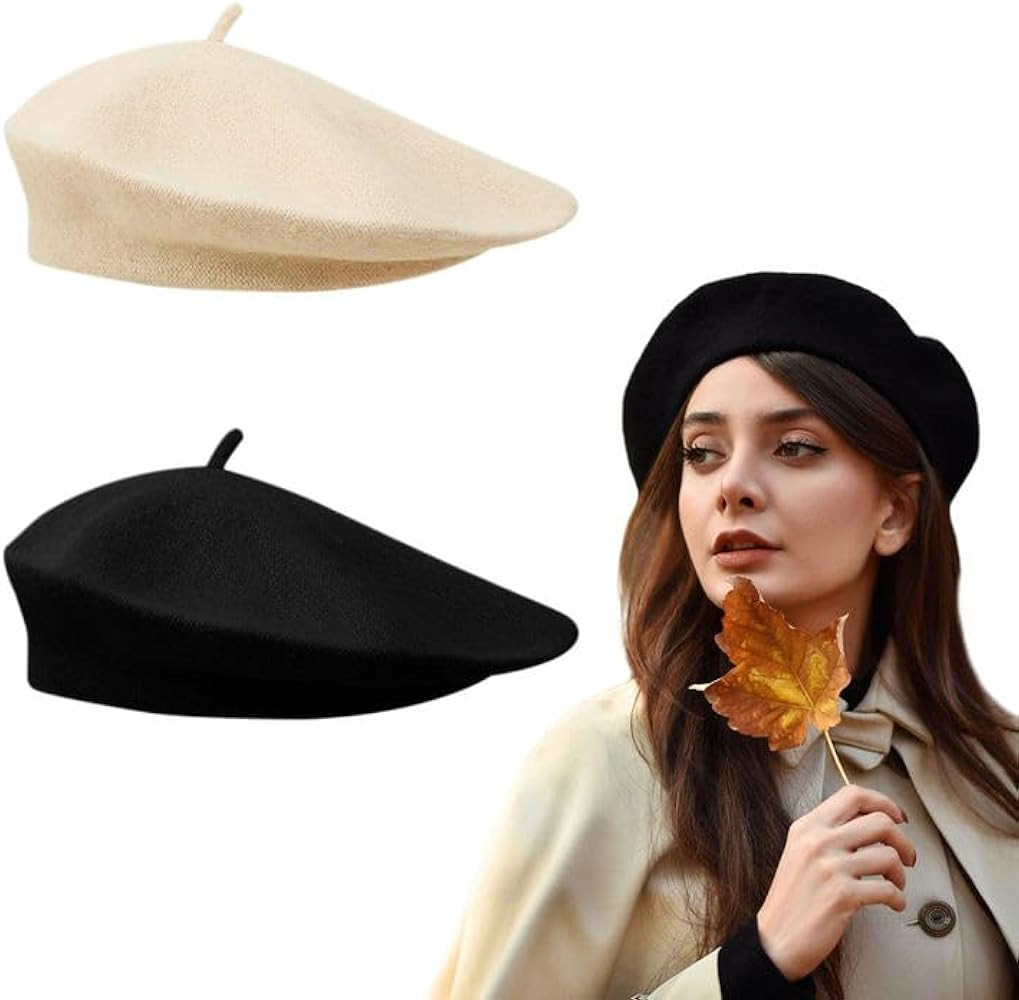 2 Stück Baskenmütze, Klassisch Plain Französischer Stil Barett, Damen Baskenmütze, Barett, Da... | Amazon (DE)