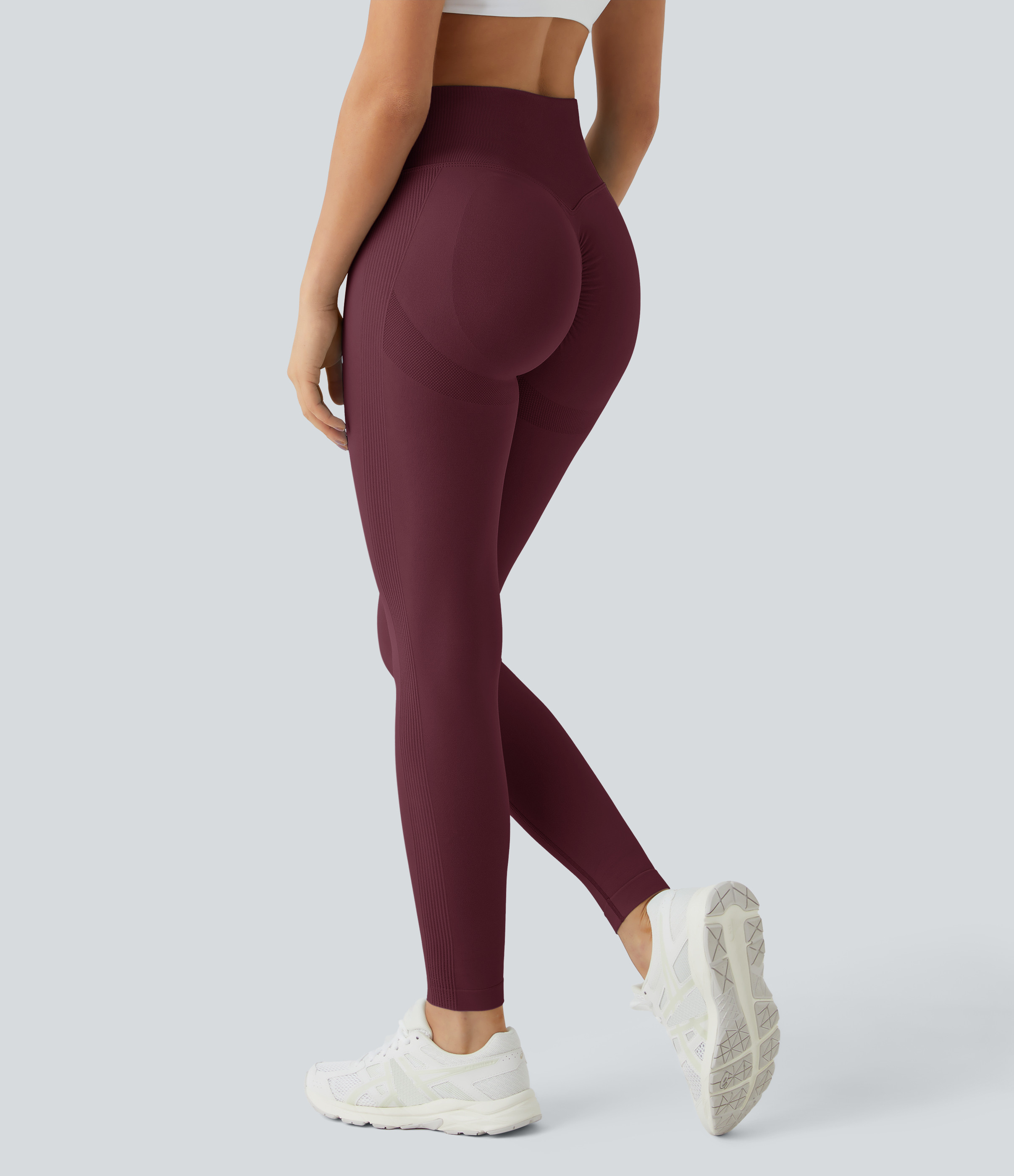 Halara Seamless Flow High Waisted Butt Lifting Leggings - Red Mahogany - L(7/8) gym leggings leggings with pockets leggings with butt lift | HALARA