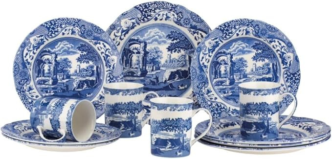 Spode Blue Italian 12-Piece Dinnerware Set | Service for 4 | Dinner Plate, Salad Plate, and Mug |... | Amazon (US)