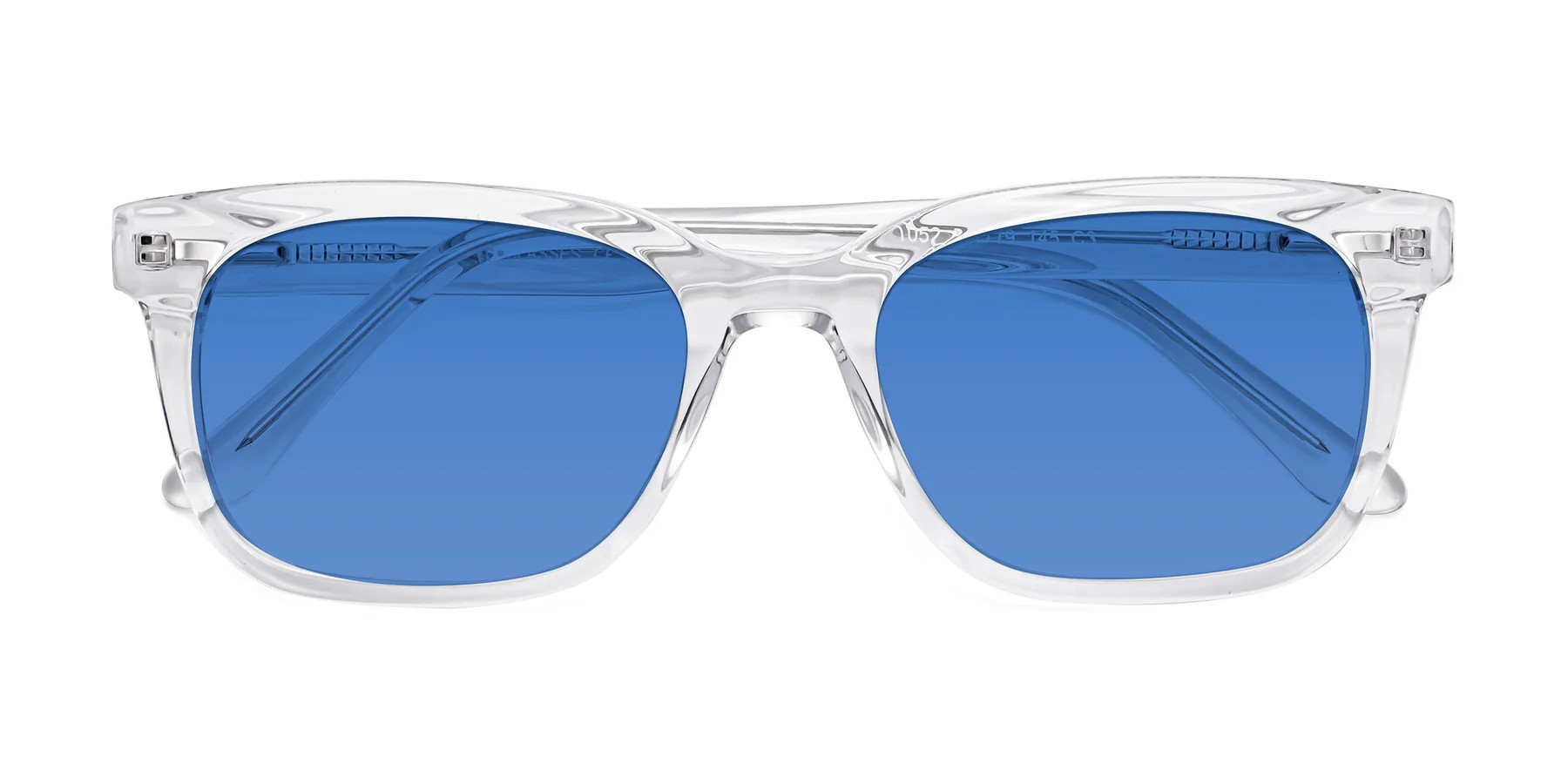 Clear Medium Thick Acetate Tinted Sunglasses with Blue Sunwear Lenses | Yesglasses