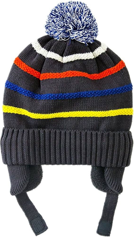 Connectyle Boys Kids Striped Knit Beanie Hat with Earflap Warm Cuff Winter Cap | Amazon (US)