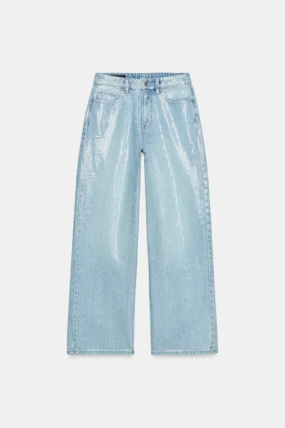 Z1975 STRAIGHT JEANS MIT MITTELHOHEM BUND UND PAILLETTEN | Zara DE
