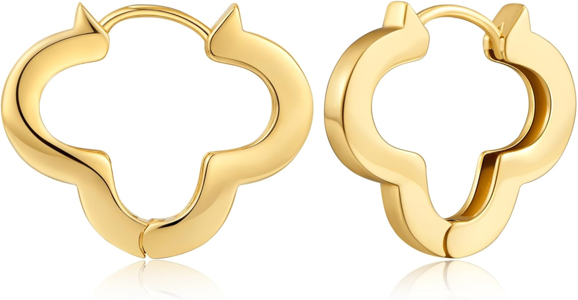 14k Gold Plated And Silver Plated Geometric Hoop Earrings for Women, Minimalist Hoop Huggie Earri... | Amazon (US)