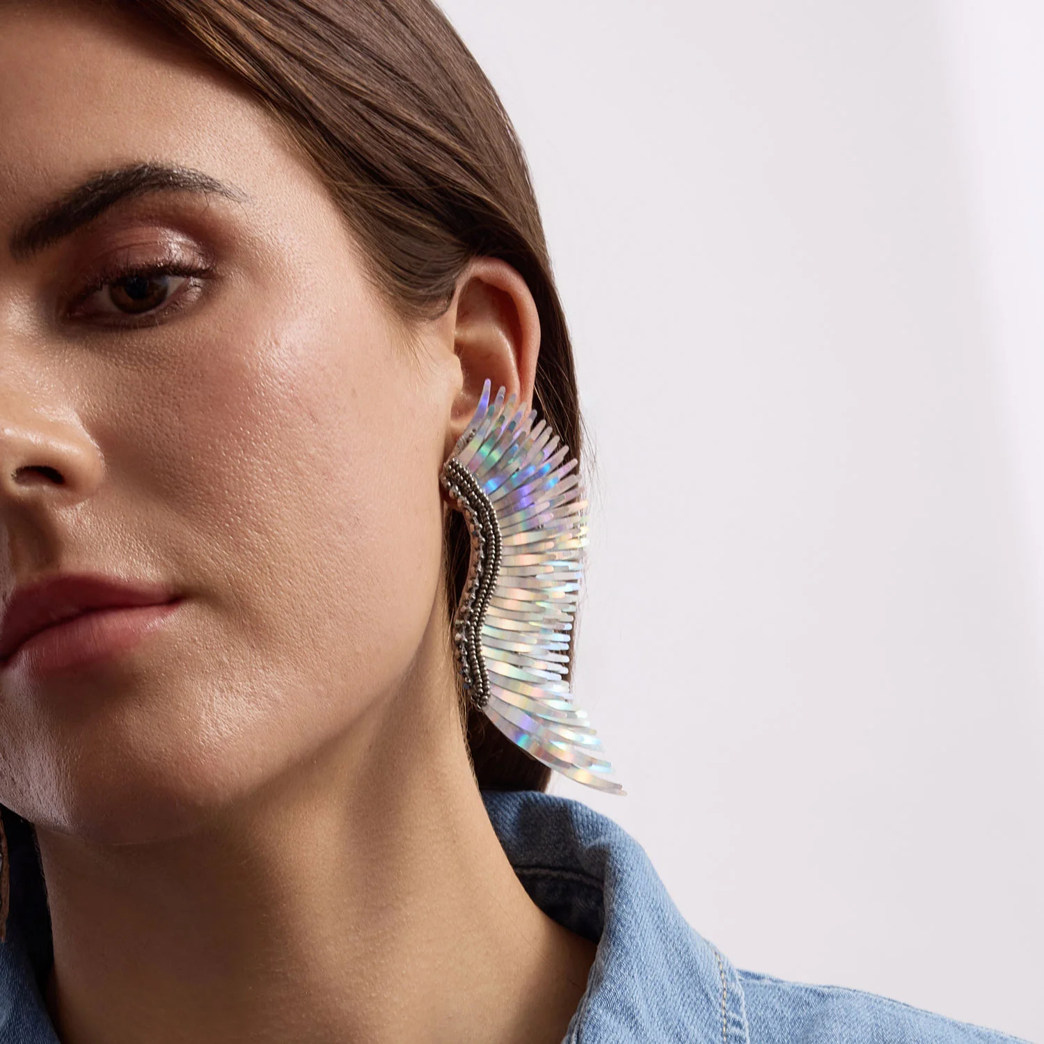 Mini Madeline Earrings Iridescent Silver | Mignonne Gavigan