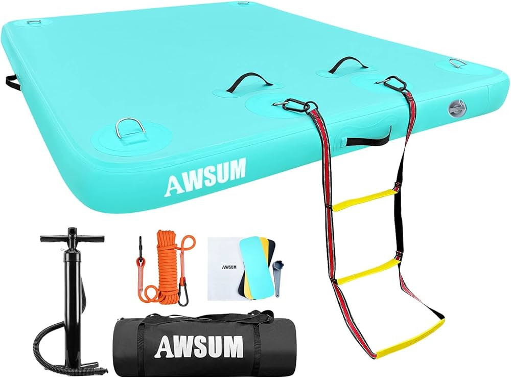Inflatable Floating Dock Air Dock Platform Floating Island Raft with None-Slip Surface for Pool B... | Amazon (US)