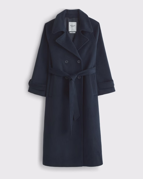 Women's A&F Carrie Wool-Blend Trench Coat | Women's Coats & Jackets | Abercrombie.com | Abercrombie & Fitch (US)