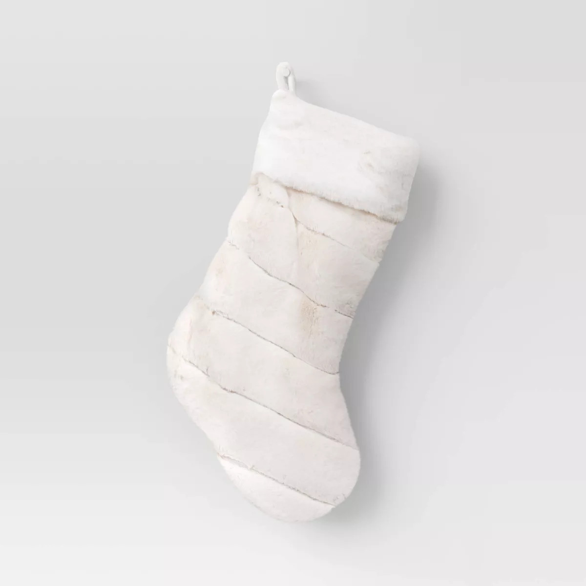 Christmas Channeled Faux Fur Stocking Ivory - Threshold™ | Target