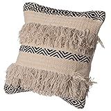 16" Handwoven Cotton Throw Pillow Cover with Boho Design and Fringed Lines with Filler, Natural | Amazon (US)