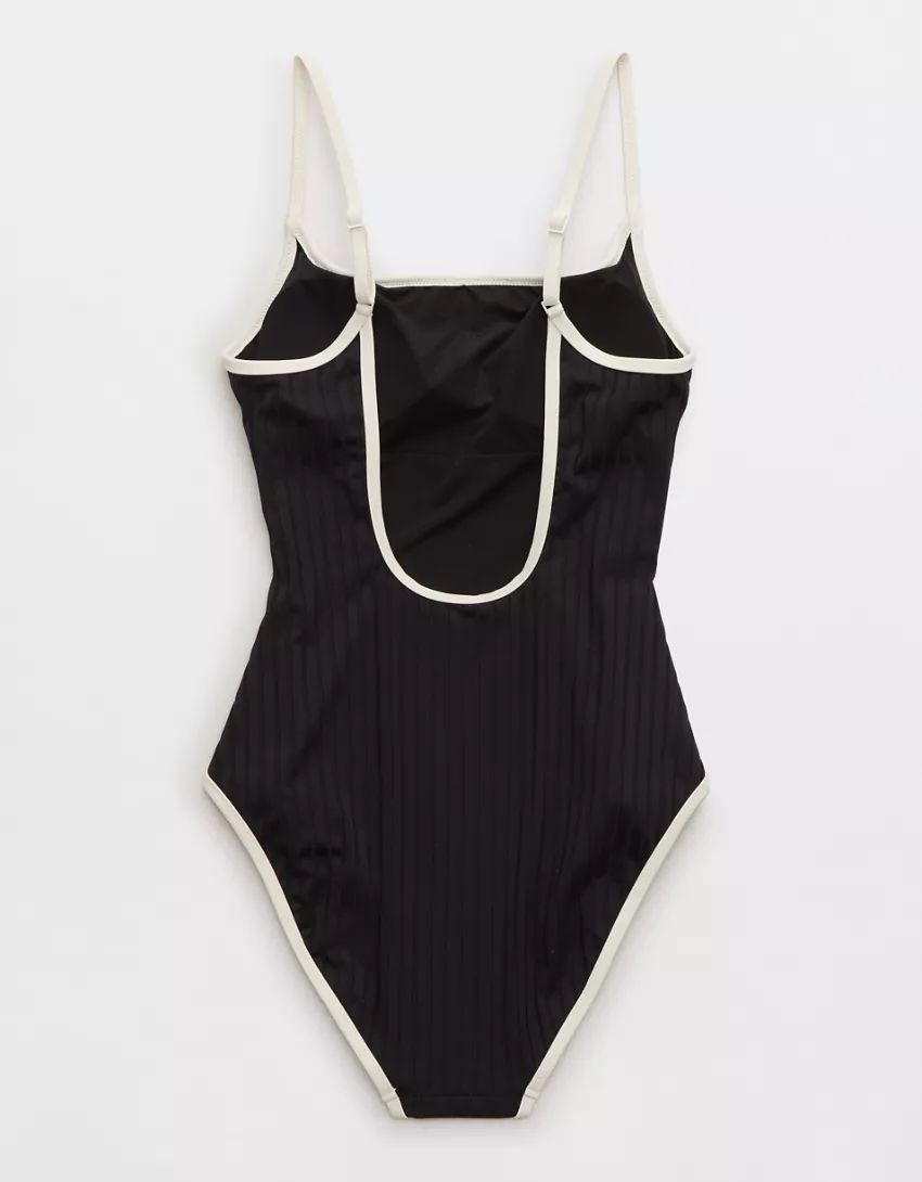 Aerie Wide Rib Scoop One Piece Swimsuit | Aerie