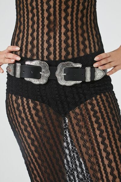 Western Etched Dual-Buckle Belt | Forever 21 (US)