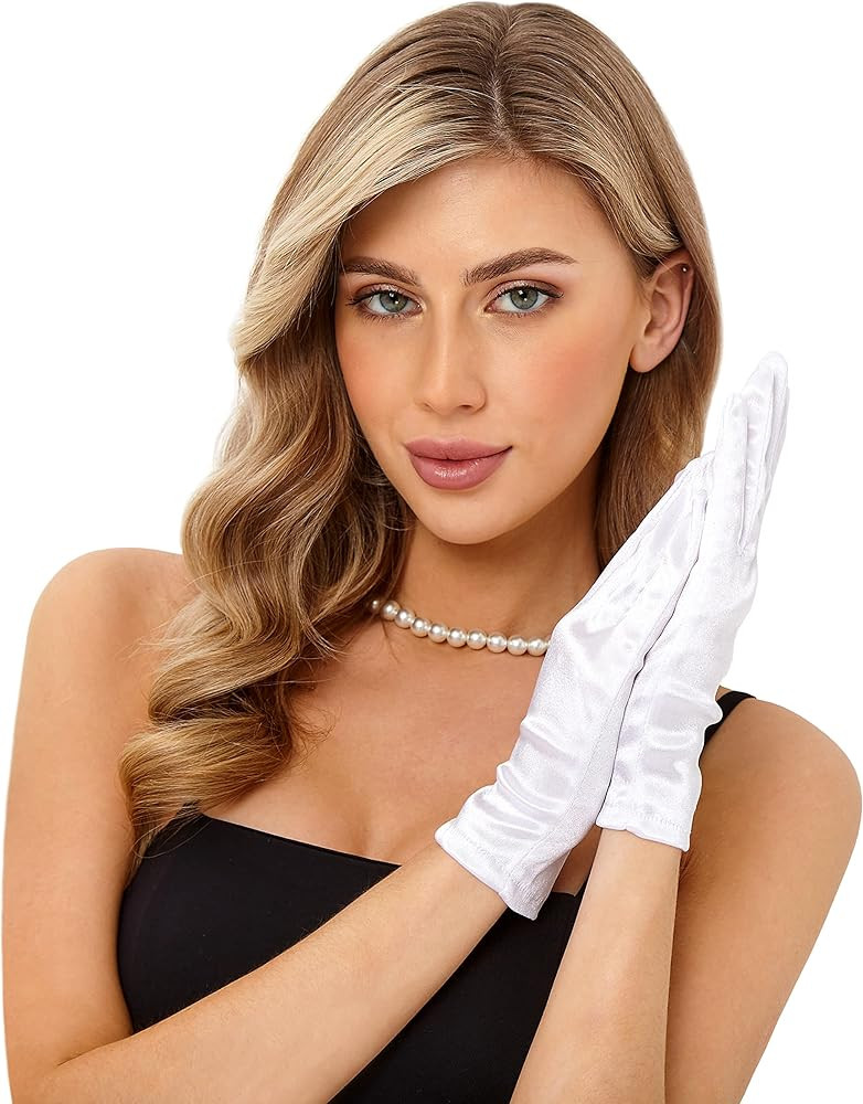 LATTEMARMALATTE Short Gloves Opera Satin Ladies Gloves Women Short Wrist Gloves for Wedding, Tea ... | Amazon (US)