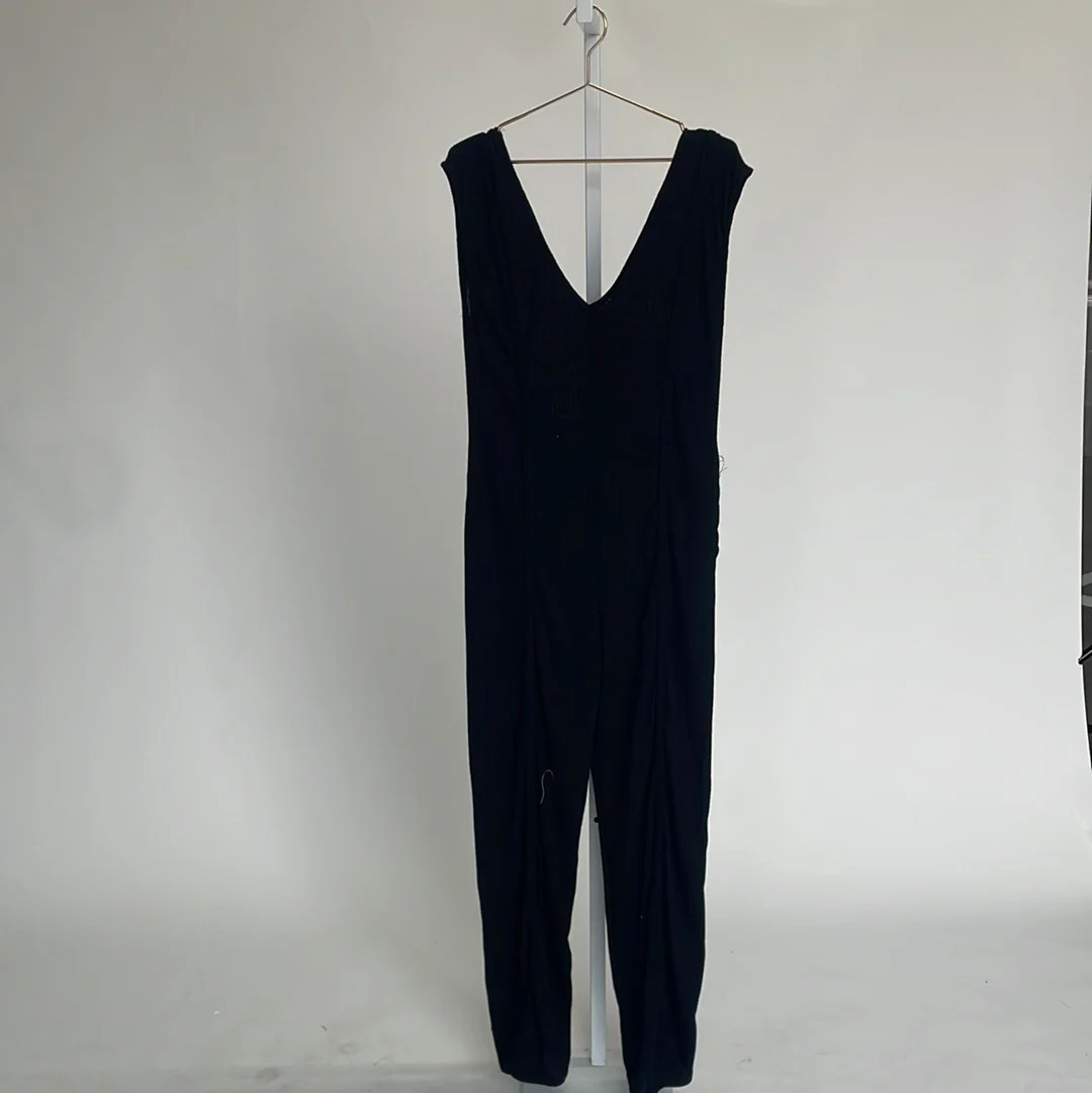 Tristan Ribbed V-Neck Scoop Back Jumpsuit in Black | Worth Collective