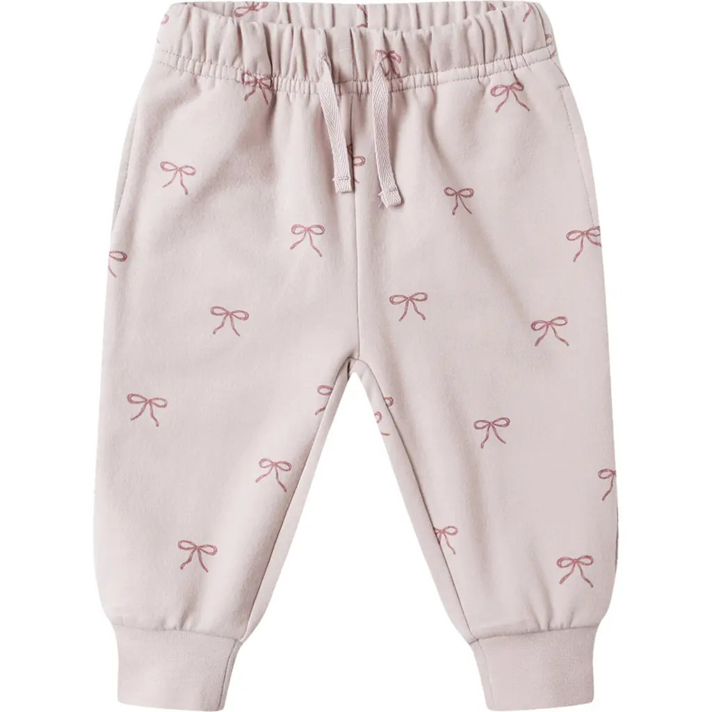 QUINCY MAE Bow Print Sweatpants in Lilac at Nordstrom, Size 6-12M | Nordstrom