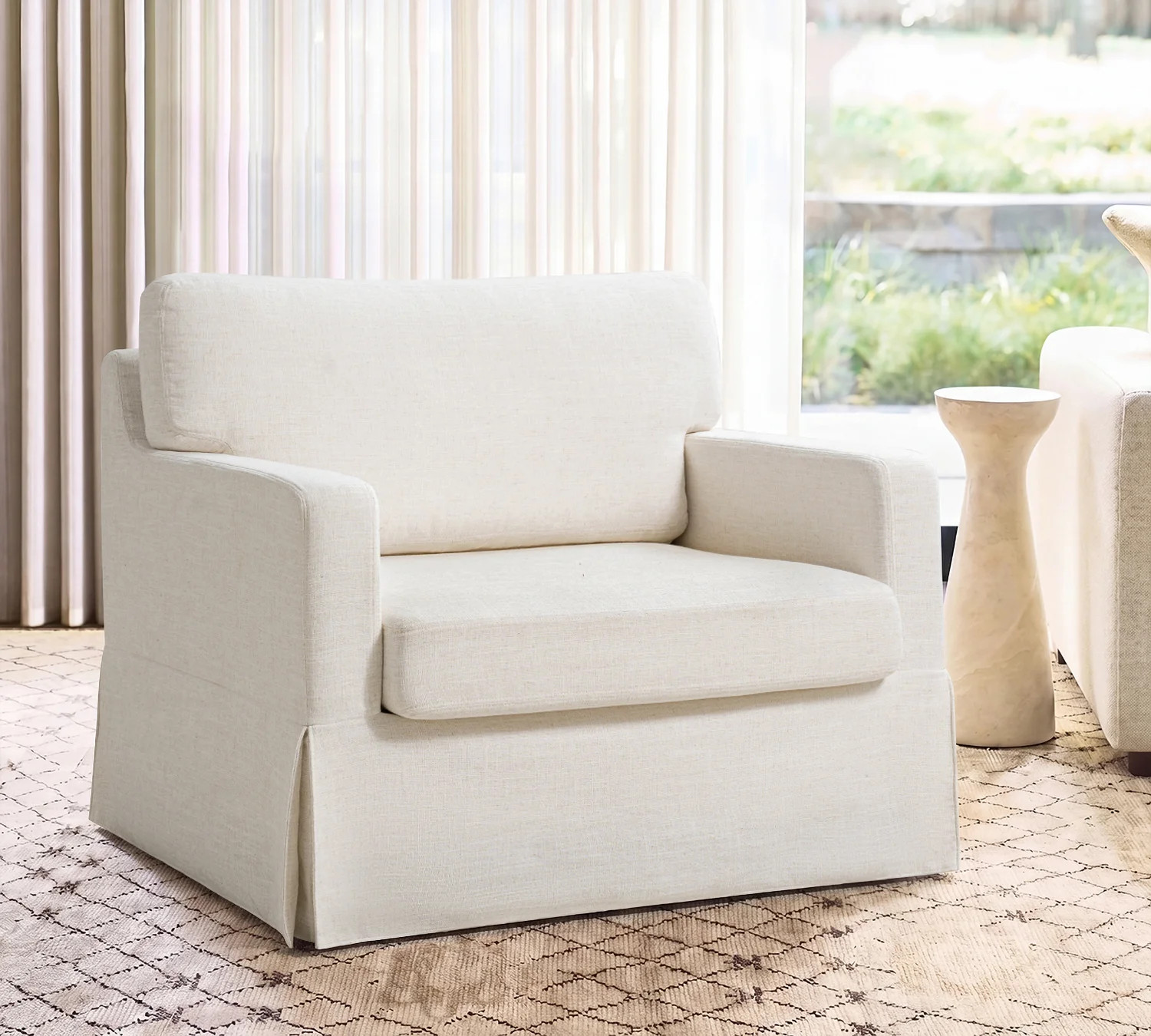 Cario 44"W Farmhouse Slipcovered Oversized Armchair | Wayfair North America