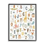 Stupell Industries Fun Educational ABC Chart Cute Animals, Designed by Nina Seven Black Framed Wall  | Amazon (US)