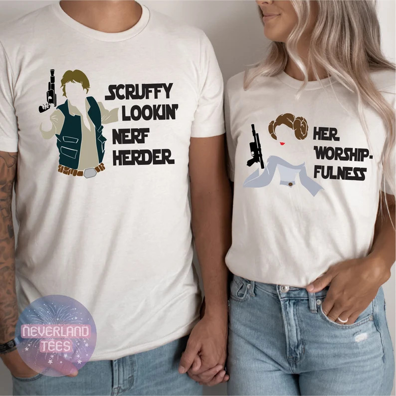 Han Solo Princess Leia Shirt, Disney Couples Shirt, Star Wars Couple Shirt, Han Leia Shirts, Funn... | Etsy (US)