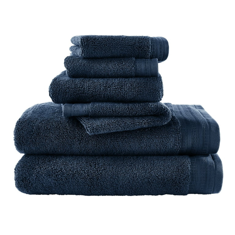 Hotel Style 6-Piece Egyptian Cotton Tencel Lyocell, Bath Towel Set, Marine Deep | Walmart (US)