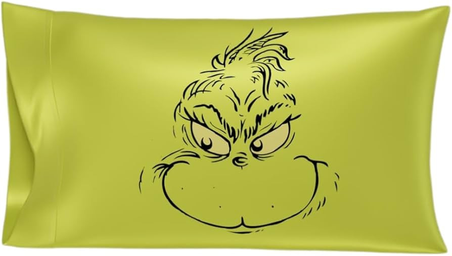 Franco Collectibles Grinch by Dr. Seuss Holiday Beauty Silky Satin Standard Reversible Pillowcase... | Amazon (US)