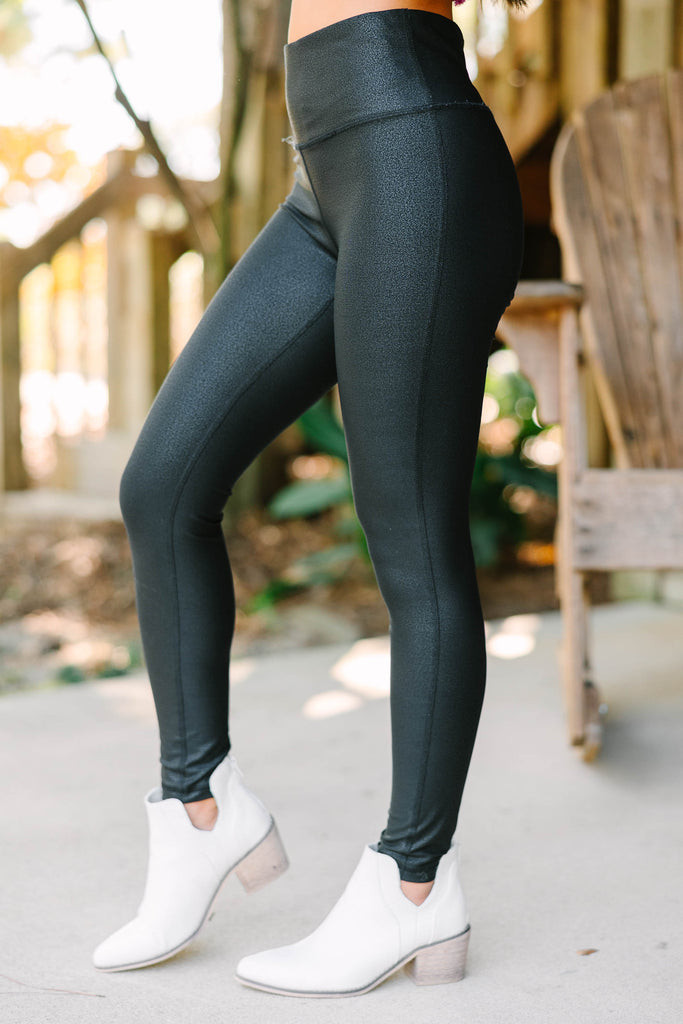 You'll Be Back Black Faux Leather Leggings | The Mint Julep Boutique