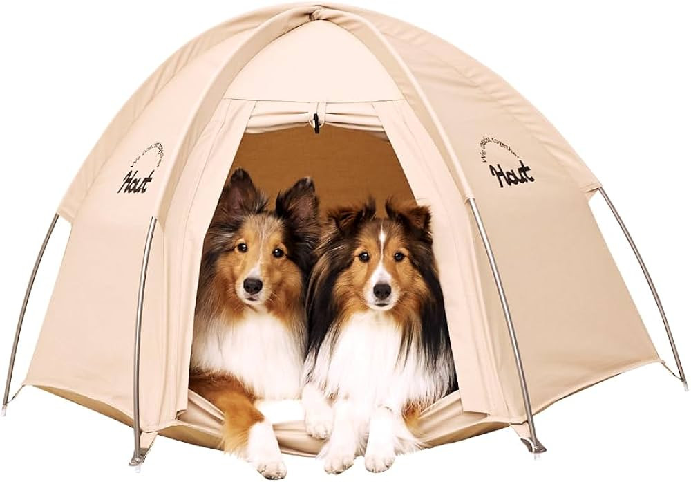 Dog Tent Outdoor for Dogs, Indoor Camping, Self Standing PVC Bottom (Beige, Type_A) | Amazon (US)