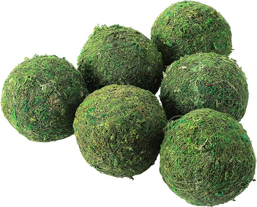 6Pack Decorative Faux Dried Moss Balls- 3" Artificial Green Plant Mossy Globes Handmade Sphere Mo... | Amazon (US)