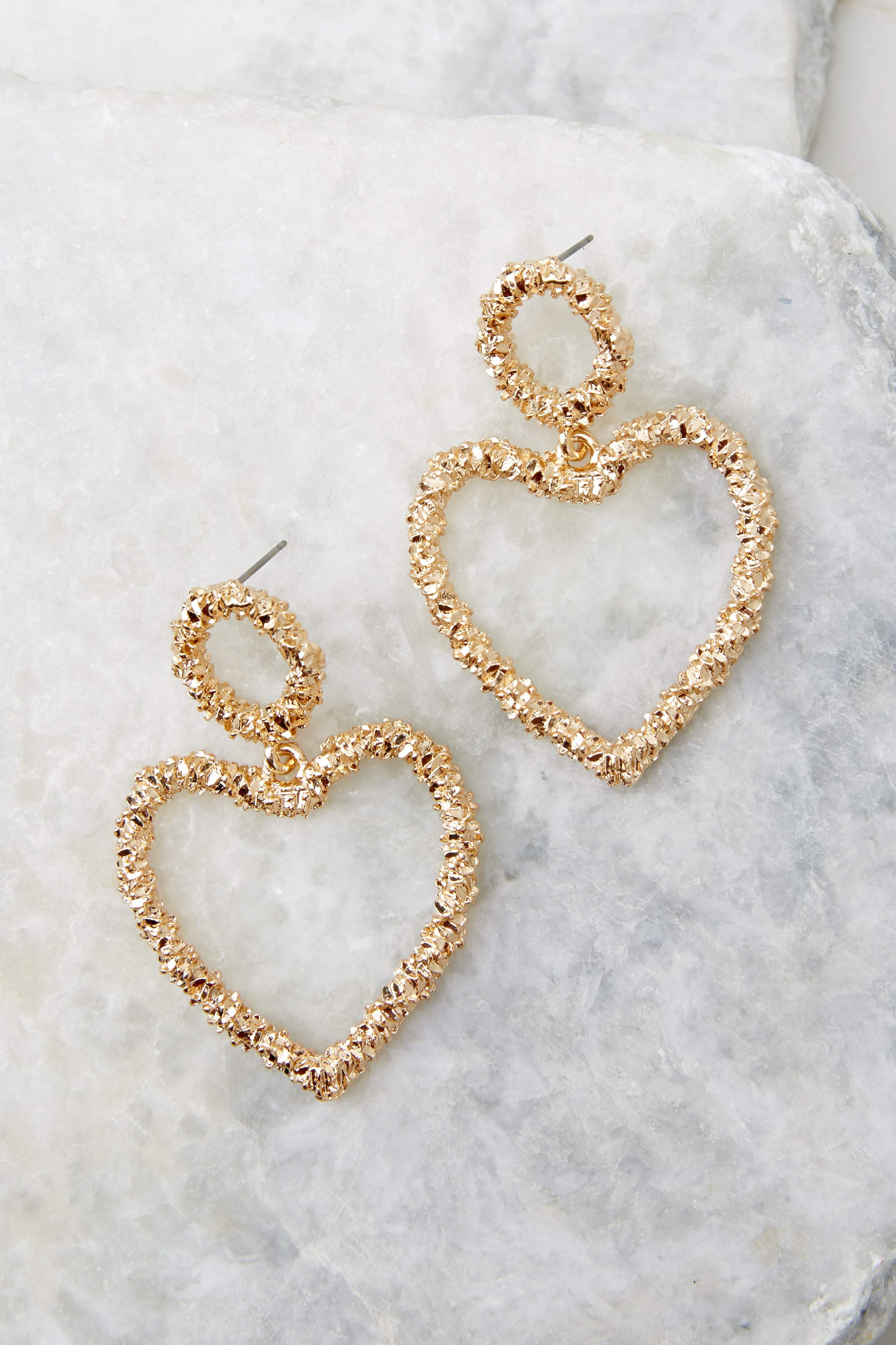 Love On The Rocks Gold Earrings | Red Dress 