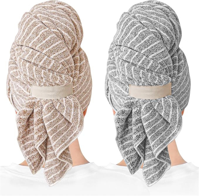 2 Packs Large Microfiber Hair Towels for Women, Super Absorbent & Quick Dry Hair Towel Wrap for C... | Amazon (US)