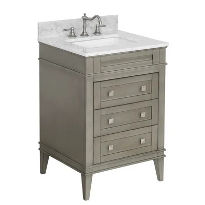 Eastwood 24" Single Bathroom Vanity Set Base Finish: Weathered Gray, Top Finish: Carrara Marble | Wayfair North America
