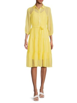 Sheer Belted Knee Shirtdress | Saks Fifth Avenue OFF 5TH