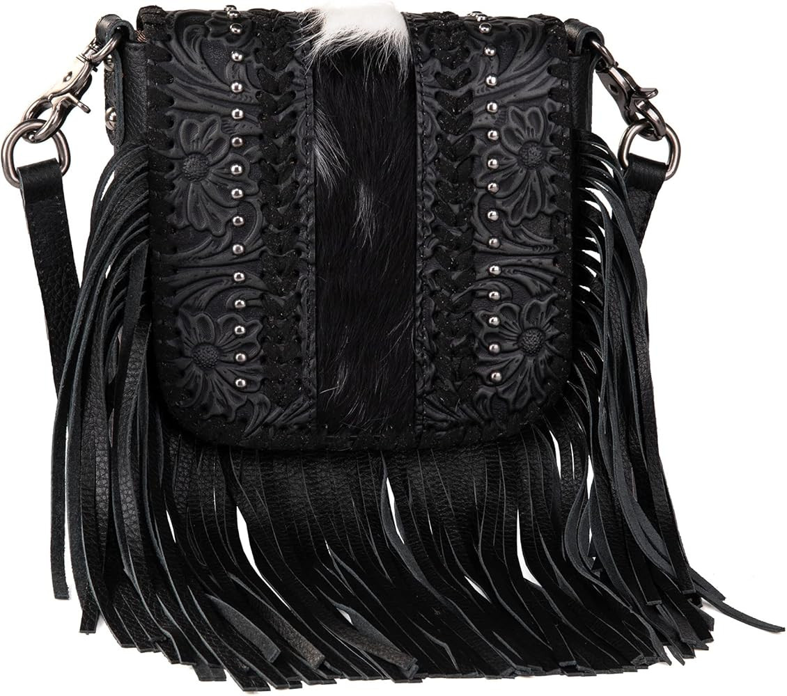 Montana West Genuine Leather Fringe Purse Western Crossbody Bag for Women | Amazon (US)