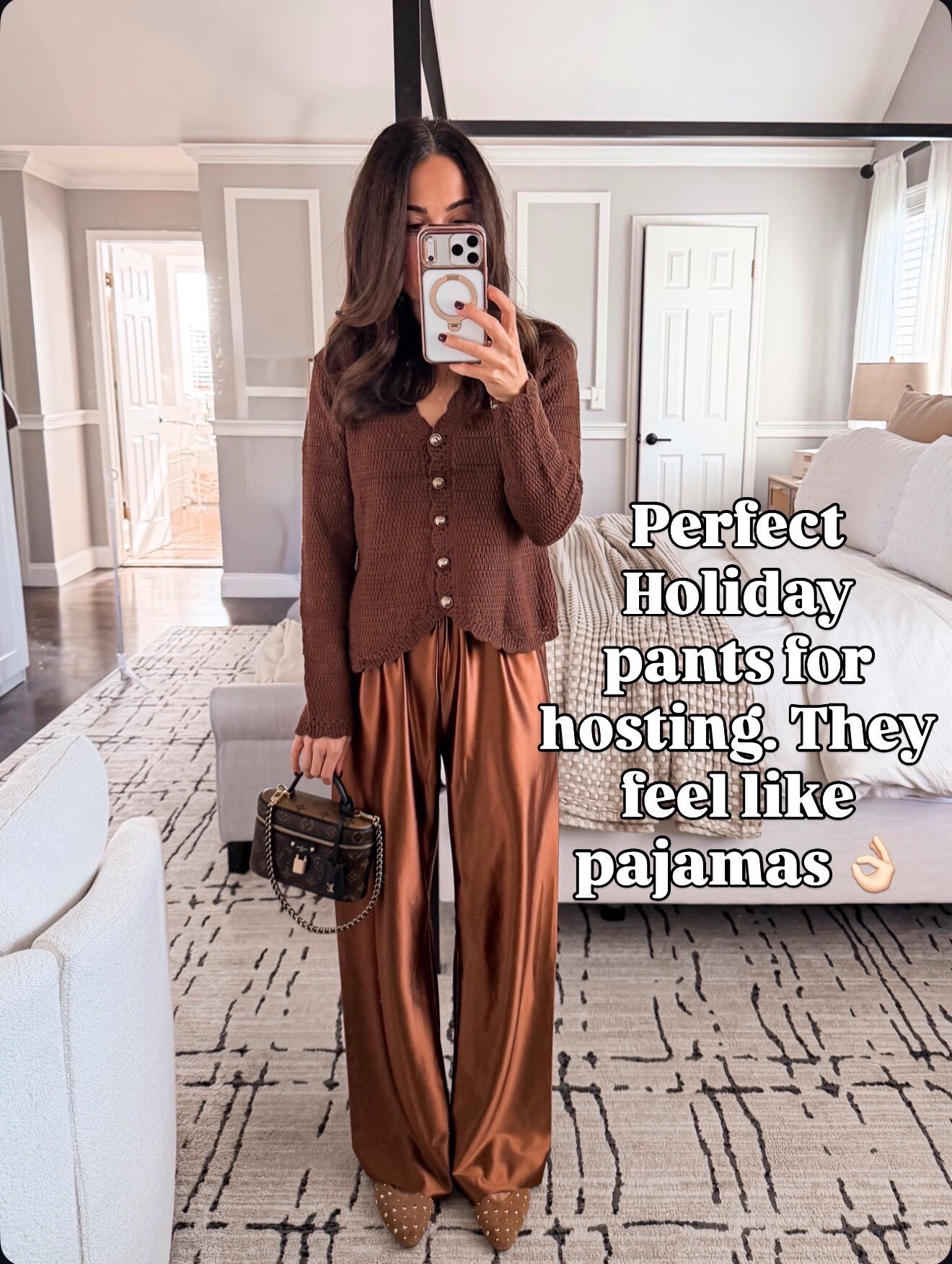 Perfect holiday pants for hosting — they feel like pajamas but look elevated 🤎 Wearing true to size.

Follow my LTK @mrscasual on the @shop.LTK app to view this post and get my exclusive app-only content!