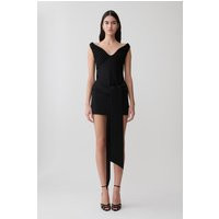 Runa Off Shoulder Mini Dress With Waist Tie / Black | MESHKI | L | MESHKI US