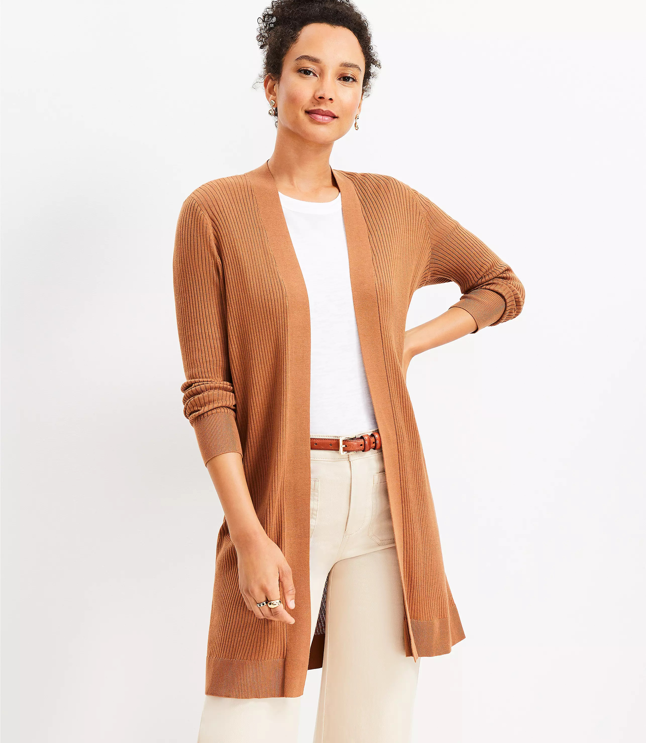 Ribbed Open Cardigan | LOFT