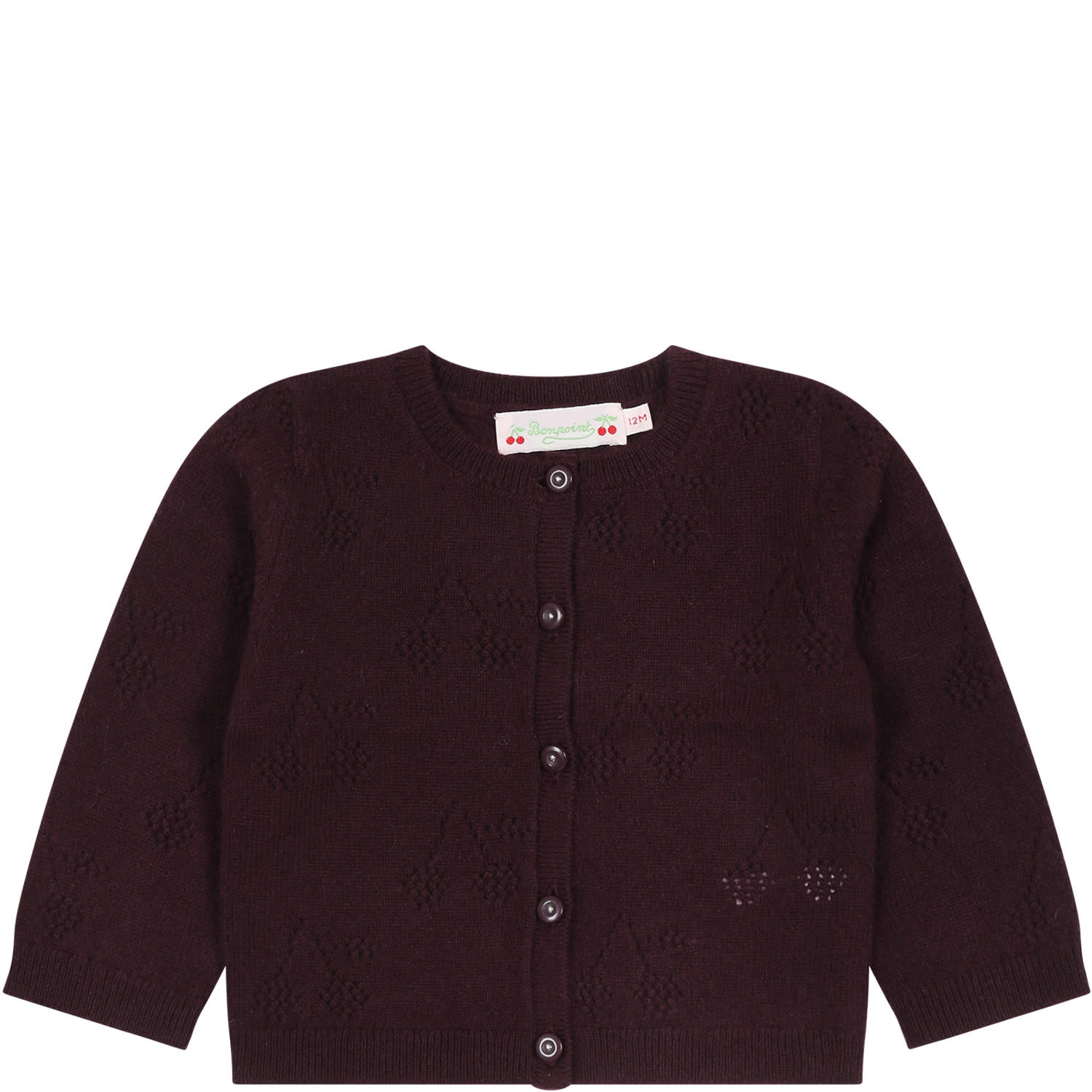 Bonpoint Burgundy Cardigan For Baby Girl With Cherries | Italist.com US