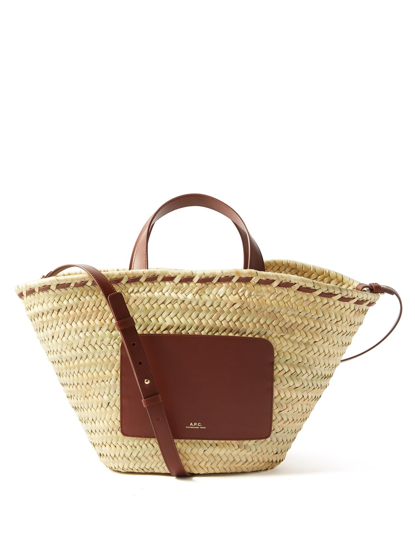 Zoe leather-trimmed raffia basket bag | A.P.C. | Matches (UK)