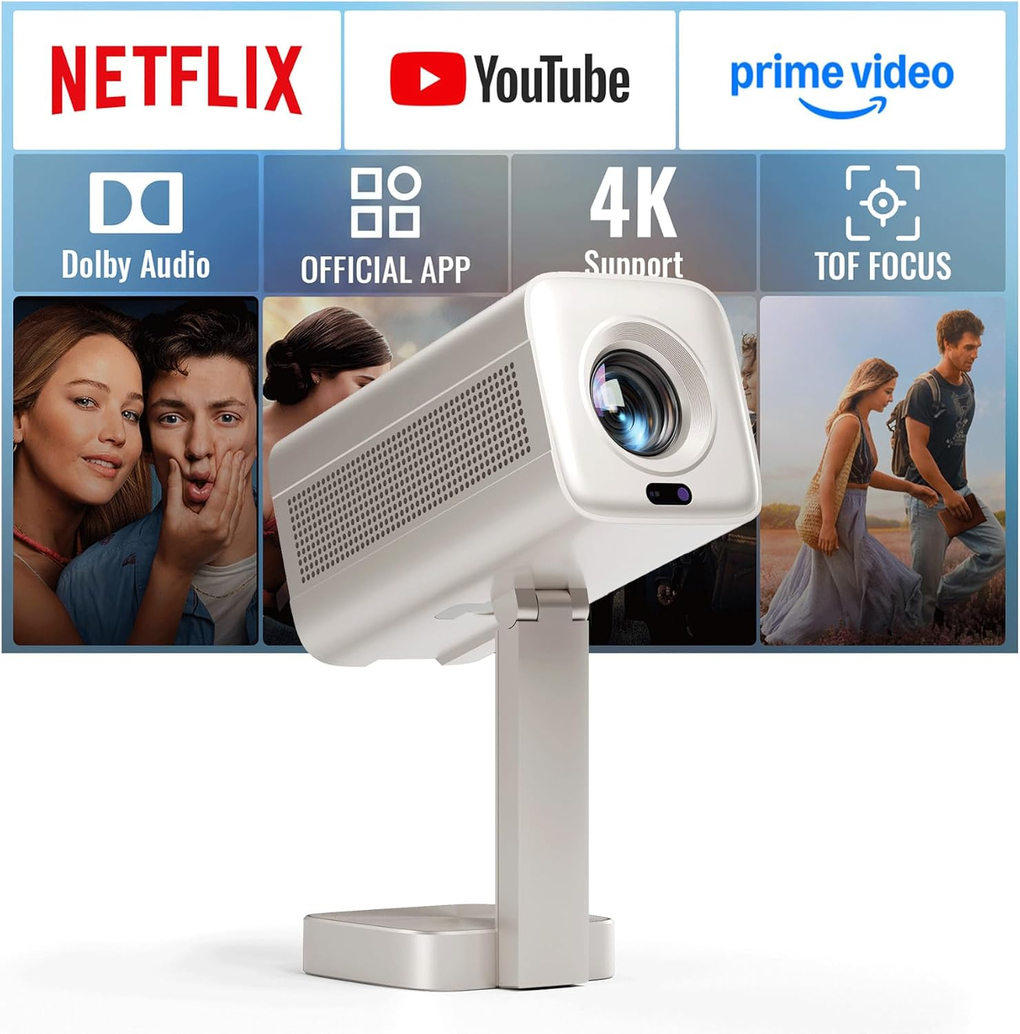 Smart Mini Projector 4k [3800 ANSI & Netflix Included] VOPLLS TOF Auto Focus & Keystone Dolby Audio Projector for Bedroom, Full HD 1080P WiFi6 Bluetooth Home Movie Outdoor Portable Projectors | Amazon (US)