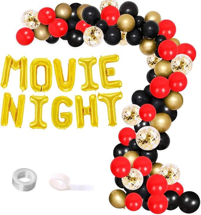 Movie Night Balloon Garland Arch Kit 80 Pack for Hollywood Oscar Themed Event, Movie Theatre Time... | Amazon (US)
