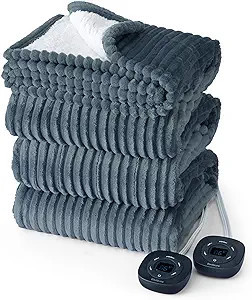 Bedsure Electric Blanket Queen - Soft Ribbed Flannel Heated Blanket with Dual Control, Fast Heati... | Amazon (US)