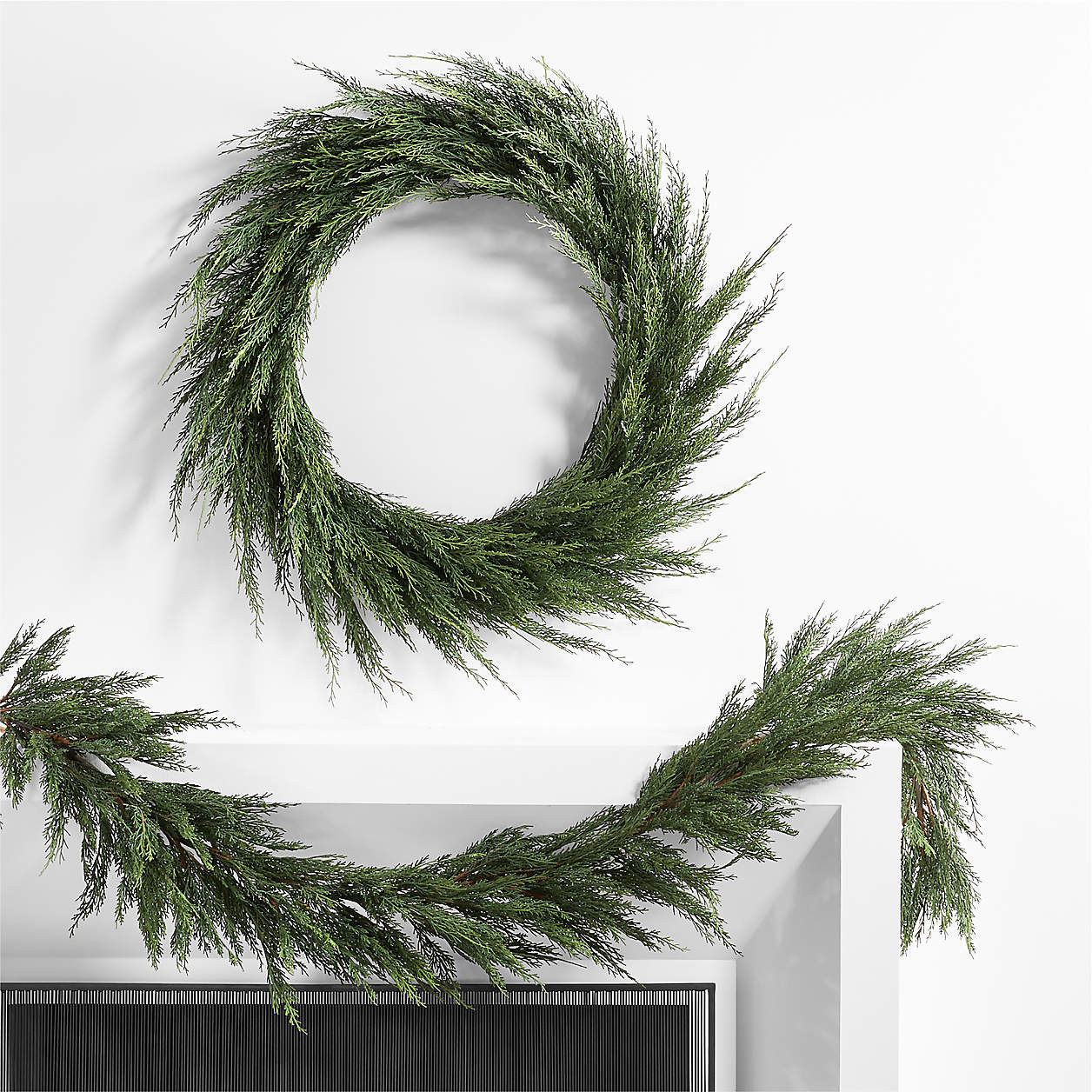 Cypress Holiday Wreath and Garland Set + Reviews | Crate & Barrel | Crate & Barrel