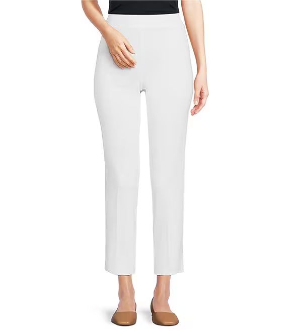 Lucia Ponte Knit Elastic Waistband Straight Pull-On Ankle Pants | Dillard's