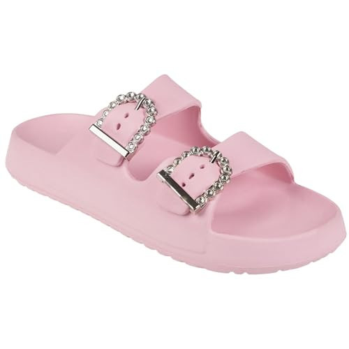 Foamwalk Womens' Sandals - Comfortable Double Buckle Beach Slides, Everyday Women's Slide Sandals, Blush, 9-10 | Amazon (US)