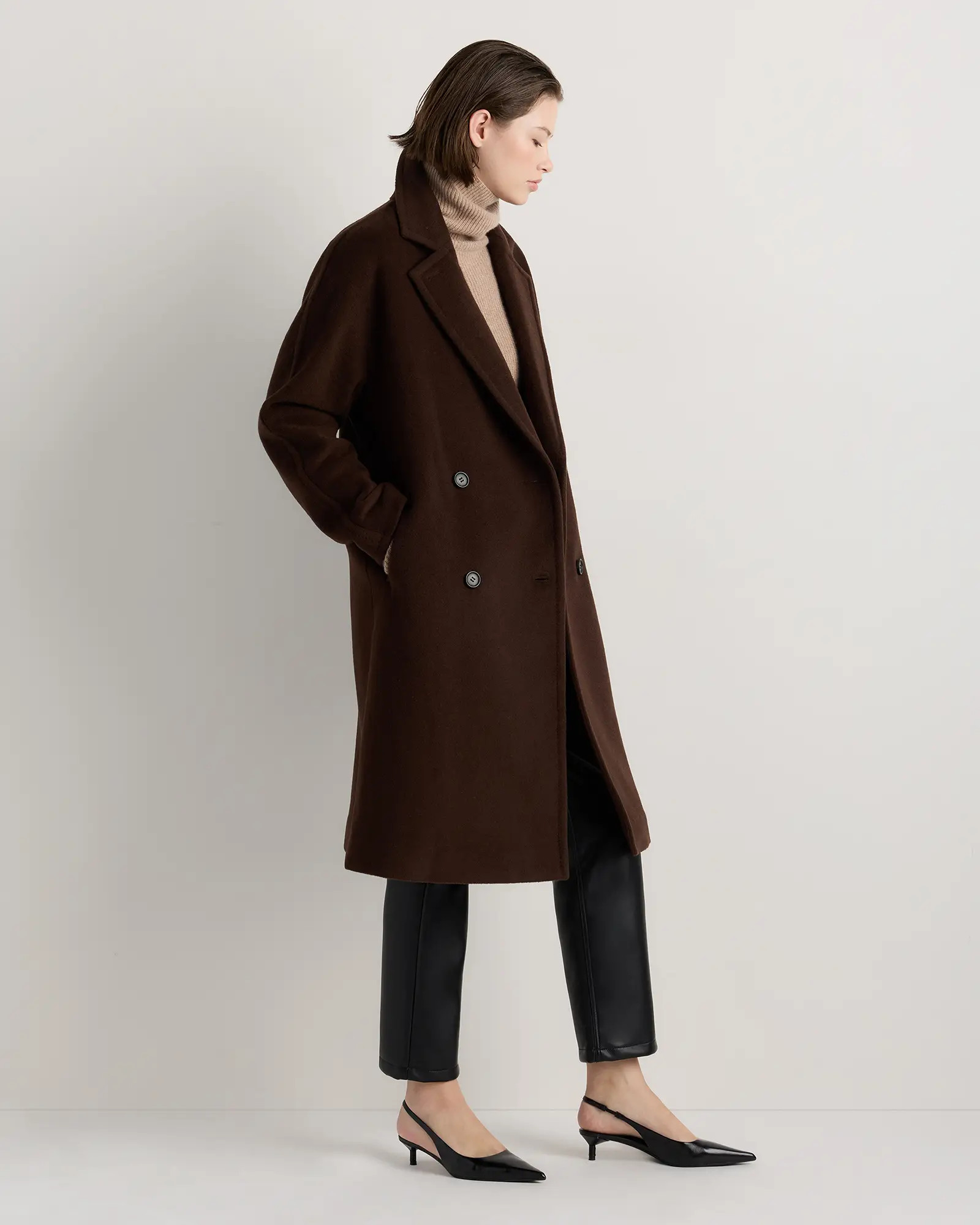 Wool Cashmere Double-Breasted Slouch Coat | Quince