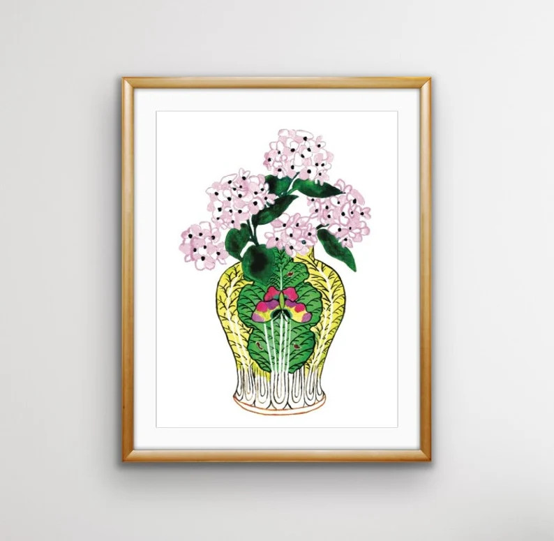 8x10 Signed Print Bok Choy and Hydrangeas, Bok Choy Vase, Bok Choy Porcelain, Hydrangeas, Pink Hy... | Etsy (US)