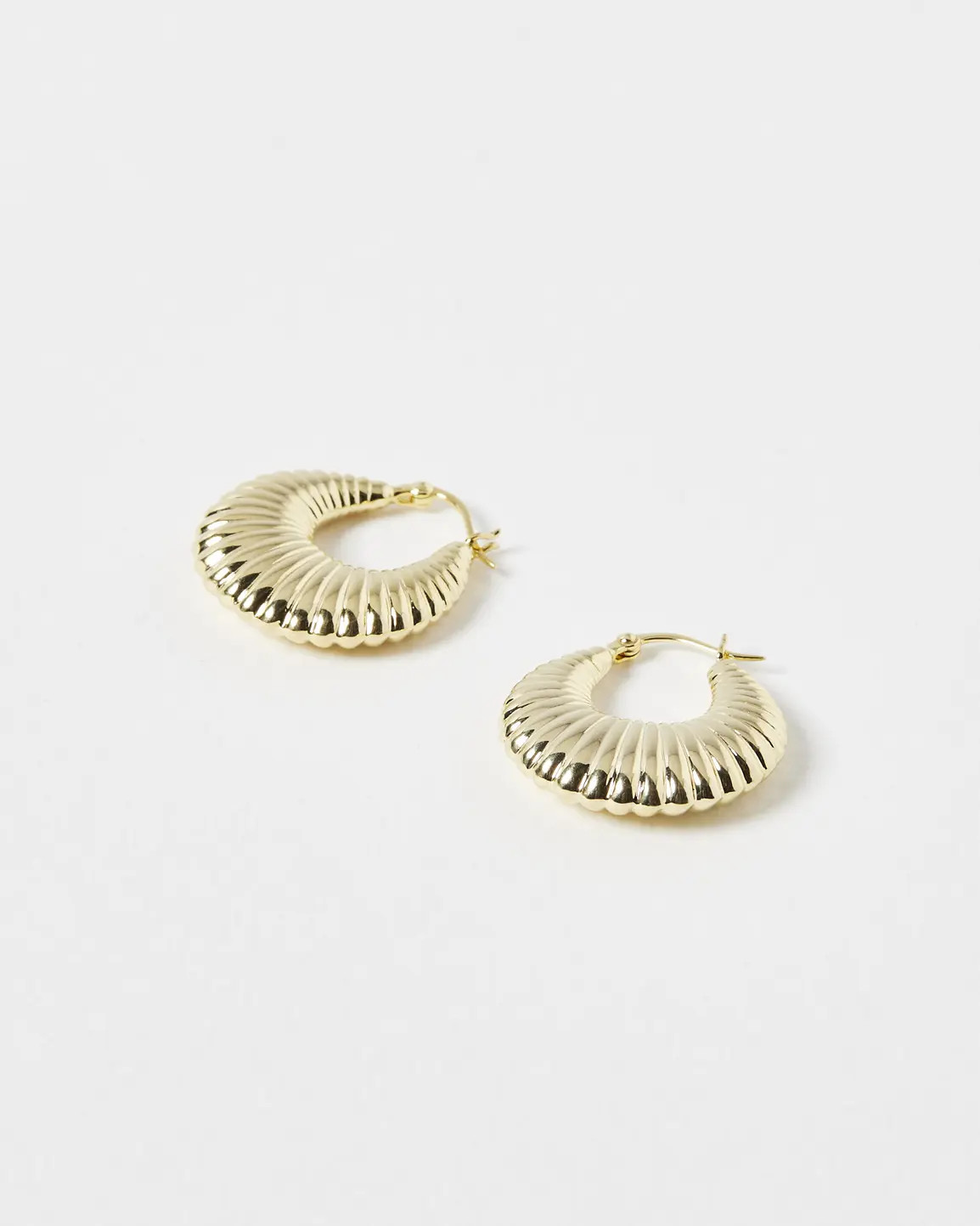 Sylvie Curved Loop Gold Plated Hoop Earrings | Oliver Bonas (Global)