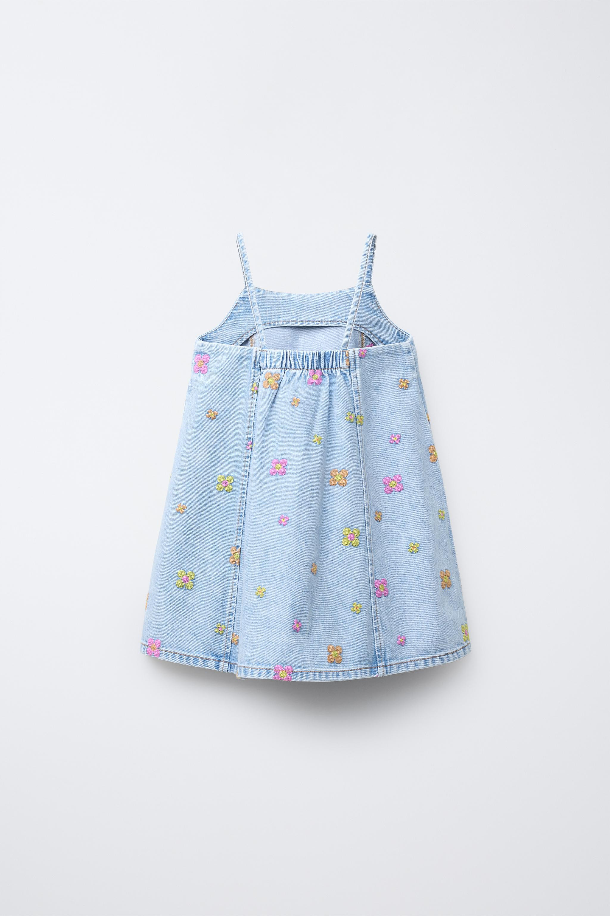 EMBROIDERED FLORAL DENIM DRESS | Zara US