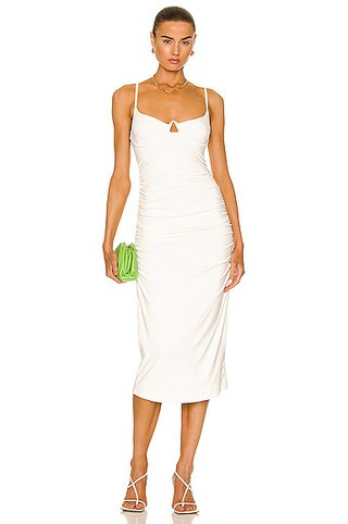 JONATHAN SIMKHAI STANDARD Iris Midi Dress in White | FWRD 