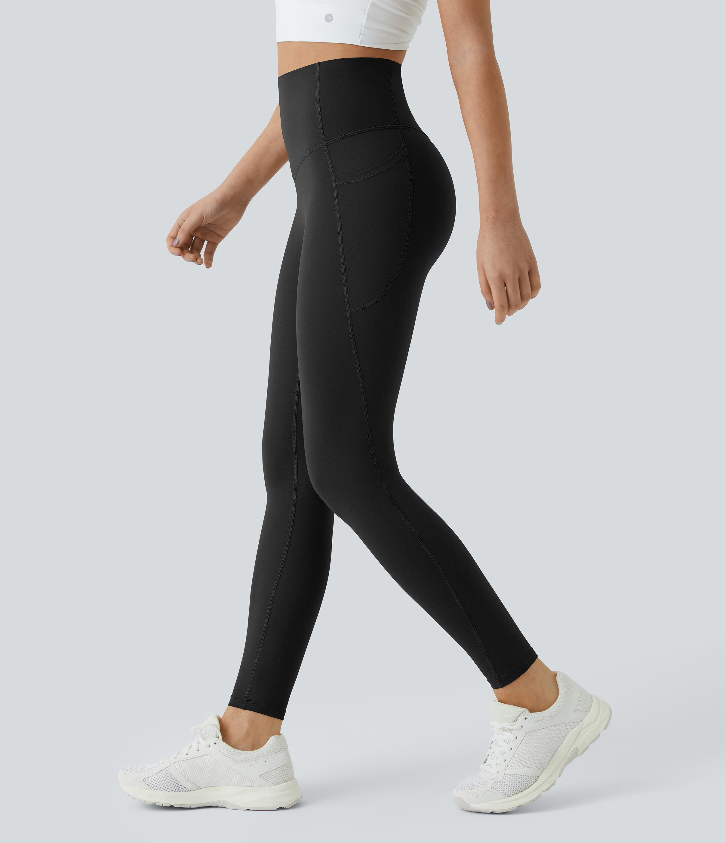 Halara Halara UltraSculpt™ SoCinched High Waisted Tummy Control Pocket Shaping Training Leggings - Black - XL(full_length) gym leggings | HALARA